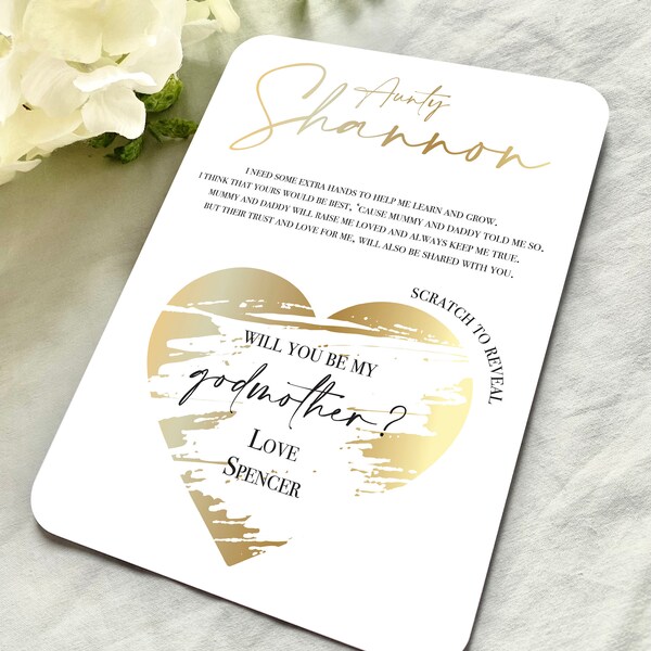 Personalised Godmother Proposal Card | Scratchie Card | Gold | Silver | Rose Gold | Foil Printed | C6 Envelope | A6 Size 105 x 148mm