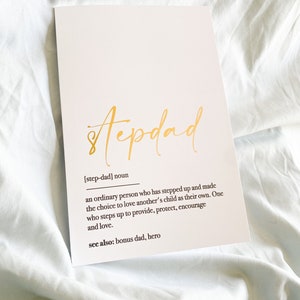 Stepdad | Father’s Day Card | Gold Foil Print | Greeting Card | Dictionary Definition | A6 105x148mm or 120x180mm