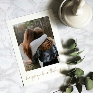 Personalised Photo Birthday Card | Gold | Silver | Rose Gold | Pink | Blue Foil Printed | Greeting Card | Photo Card | A6 105x148mm