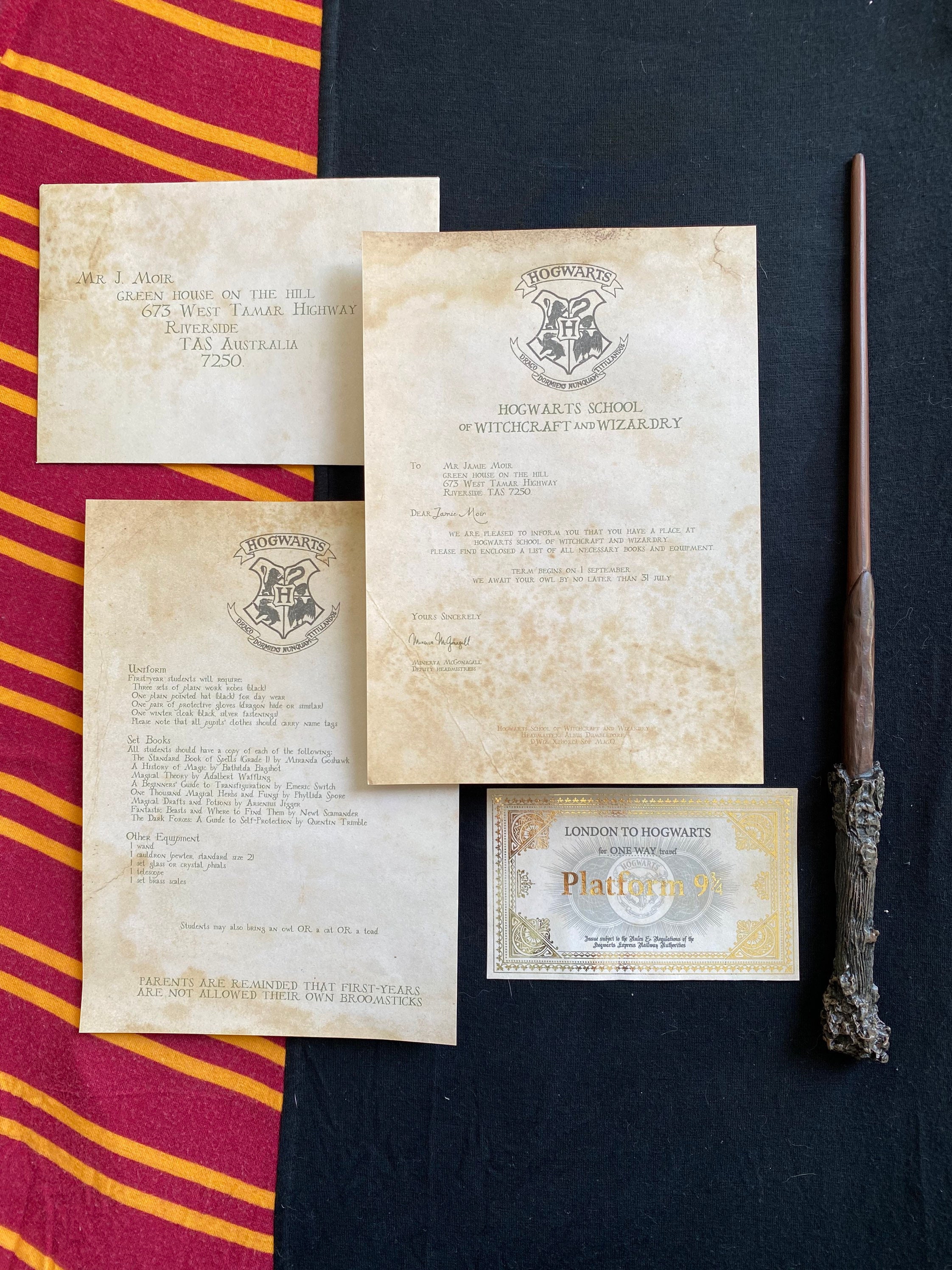 Personalised Hogwarts Acceptance Letter. Harry Potter Wax Seal. Magic gift