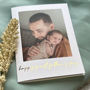 Personalised Dad | Happy First Father’s Day Card | Gold Foil Print | Greeting Card | Photo Card | A6 105x148mm