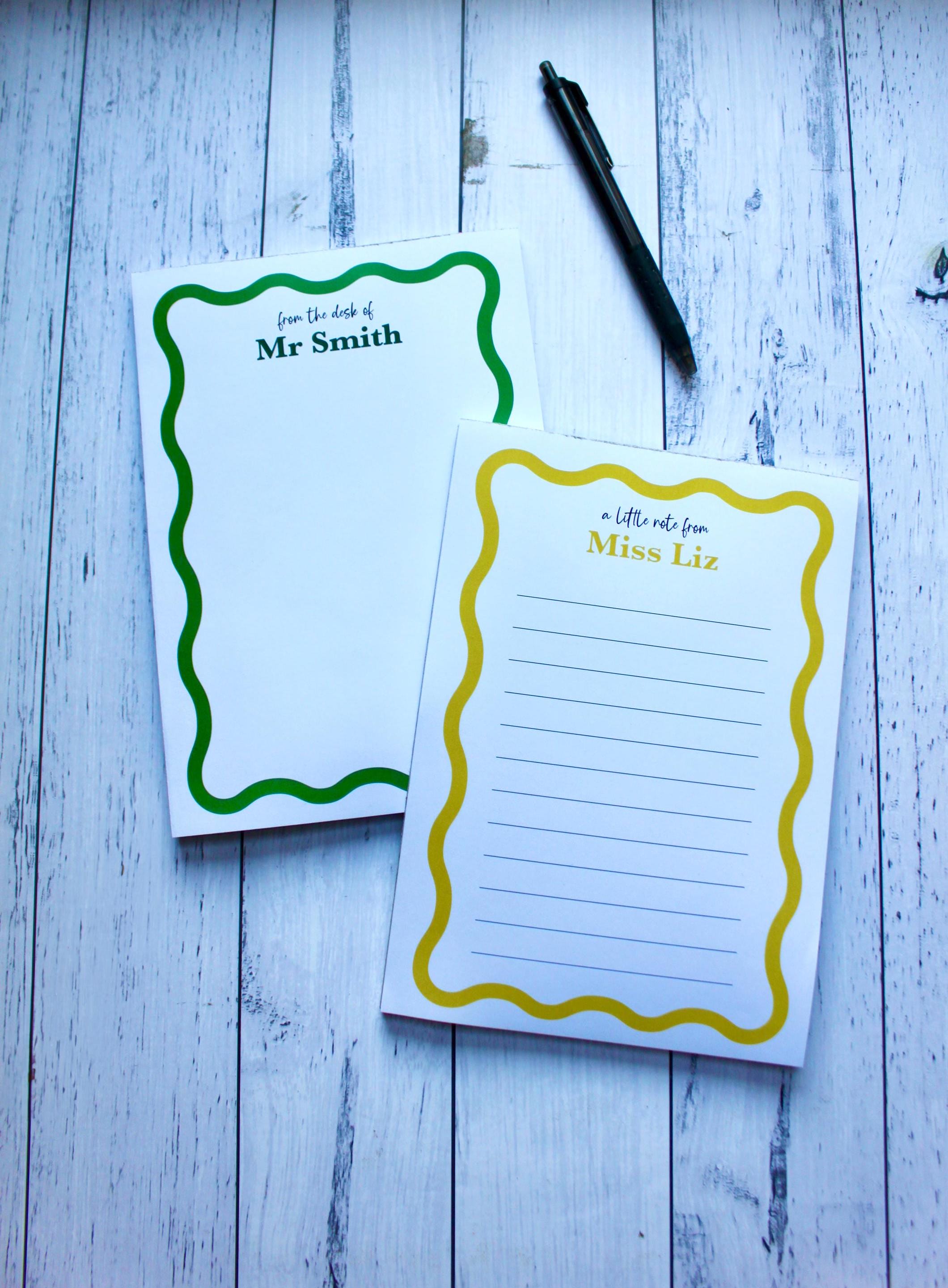 A5 Personalised Notepad | Wavy Design | 7 Colours | 148x210mm | Gift ...