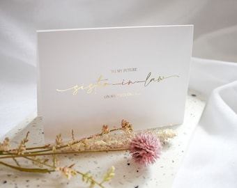 Carte de mariage future belle-sœur : feuille d'or A6