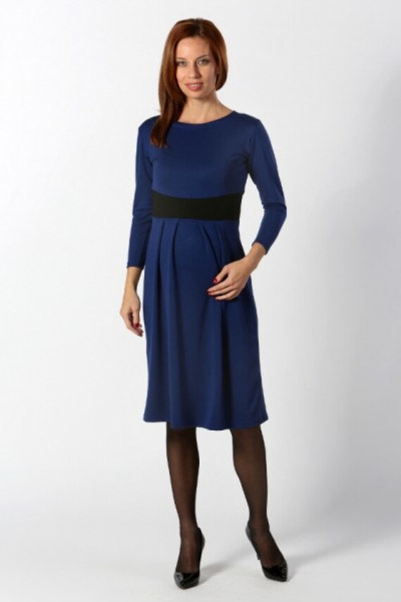 Long Sleeve Royal Blue Maternity Dress ...