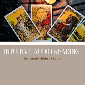 Lettura audio sciamanica intuitiva con tarocchi e guide spirituali – Nota vocale personale + foto della stesura delle carte