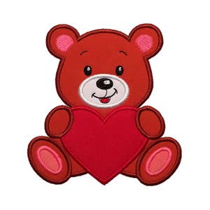 Baby Bär mit Herz Valentine Stickdatei Applikation-Valentinstag Stickdatei-10x10x10-Stickdatei