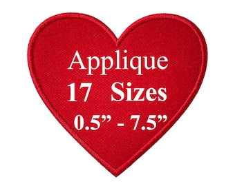 Motif appliqué coeur - 17 tailles - Motif appliqué de broderie Saint-Valentin - Motif de broderie appliqué coeur - Motif de broderie Machine.