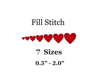 Mini Heart Embroidery Design N2 - 7 Sizes - Heart Fill Stitch Embroidery Design - Valentine Day Embroidery Design -Machine Embroidery Design