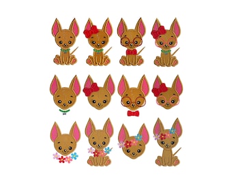Chihuahua Set Applique Embroidery Designs - Cute Puppies Dogs Instant Download