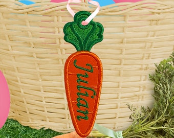 Carrot Bag Tag for Easter Basket N2 - Easter Bag Tag In The Hoop Applique Embroidery Design - Machine Embroidery Design.