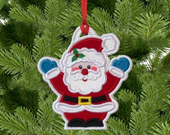 Santa Claus Ornament In The Hoop Machine Embroidery Design - Christmas Ornament In The Hoop Applique Embroidery Design - 4x4, 5x7 Hoop.