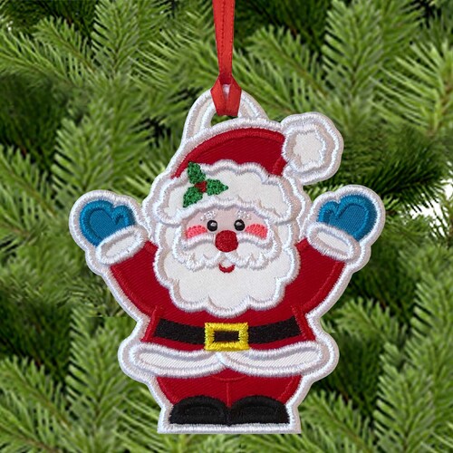 Santa Ornament in the Hoop Machine Embroidery Design Etsy