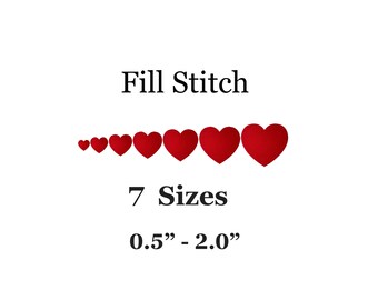 Mini Heart Embroidery Design - 7 Sizes - Small Heart Fill Stitch Embroidery Design-Valentine Day Embroidery Design-Machine Embroidery Design