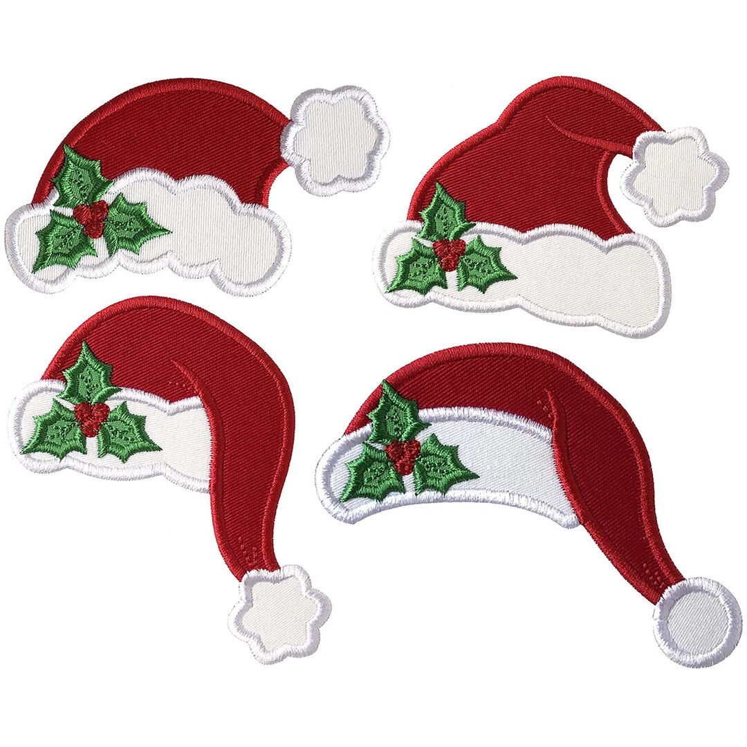 Santa Hat Applique Designs Set of 4 Designs Christmas Etsy