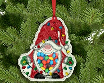Christmas Gnome Treat Bag In The Hoop Machine Embroidery Design-10 sizes-Christmas Peekaboo Treat Bag In The Hoop Machine Embroidery Design.