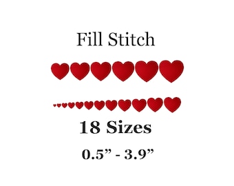 Small Heart Embroidery Design -18 Sizes - Mini Heart Fill Stitch Embroidery Design-Valentine Day Embroidery Design-Machine Embroidery Design