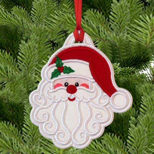 Santa Ornament in the Hoop Machine Embroidery Design Etsy