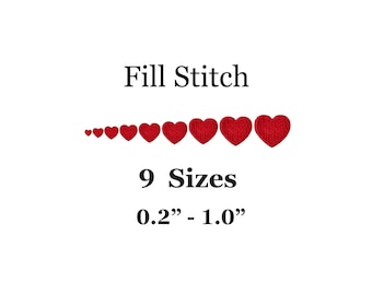 Tiny Heart Embroidery Design - 9 Sizes - Small Heart Fill Stitch Embroidery Design-Valentine Day Embroidery Design-Machine Embroidery Design