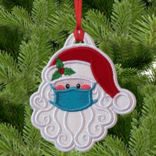 Santa Claus Face Christmas Embroidered Ornament 