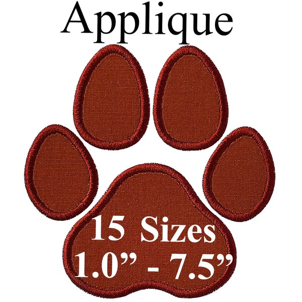 Paw Print Applique Design - 15 sizes - Dog Paw Print Embroidery Applique Design - Digital Download - Machine Embroidery Design.