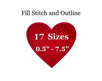 Heart Embroidery Design N3 - 17 sizes - Small Heart Fill Stitch Embroidery Design -Valentine Day Embroidery Design-Machine Embroidery Design