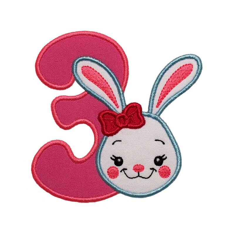 Easter Bunny Number 3 Birthday Embroirery Applique Design for Etsy