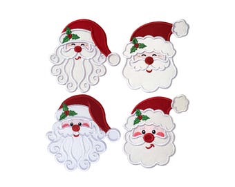 Santa Applique Machine Embroidery Designs - Set of 4 Designs - Christmas Applique Designs Instant Download