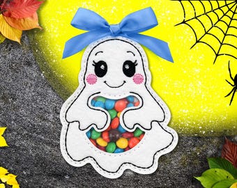 Ghost Treat Bag In The Hoop Machine Embroidery Design - Halloween Peekaboo Treat Bag In The Hoop Machine Embroidery Design.