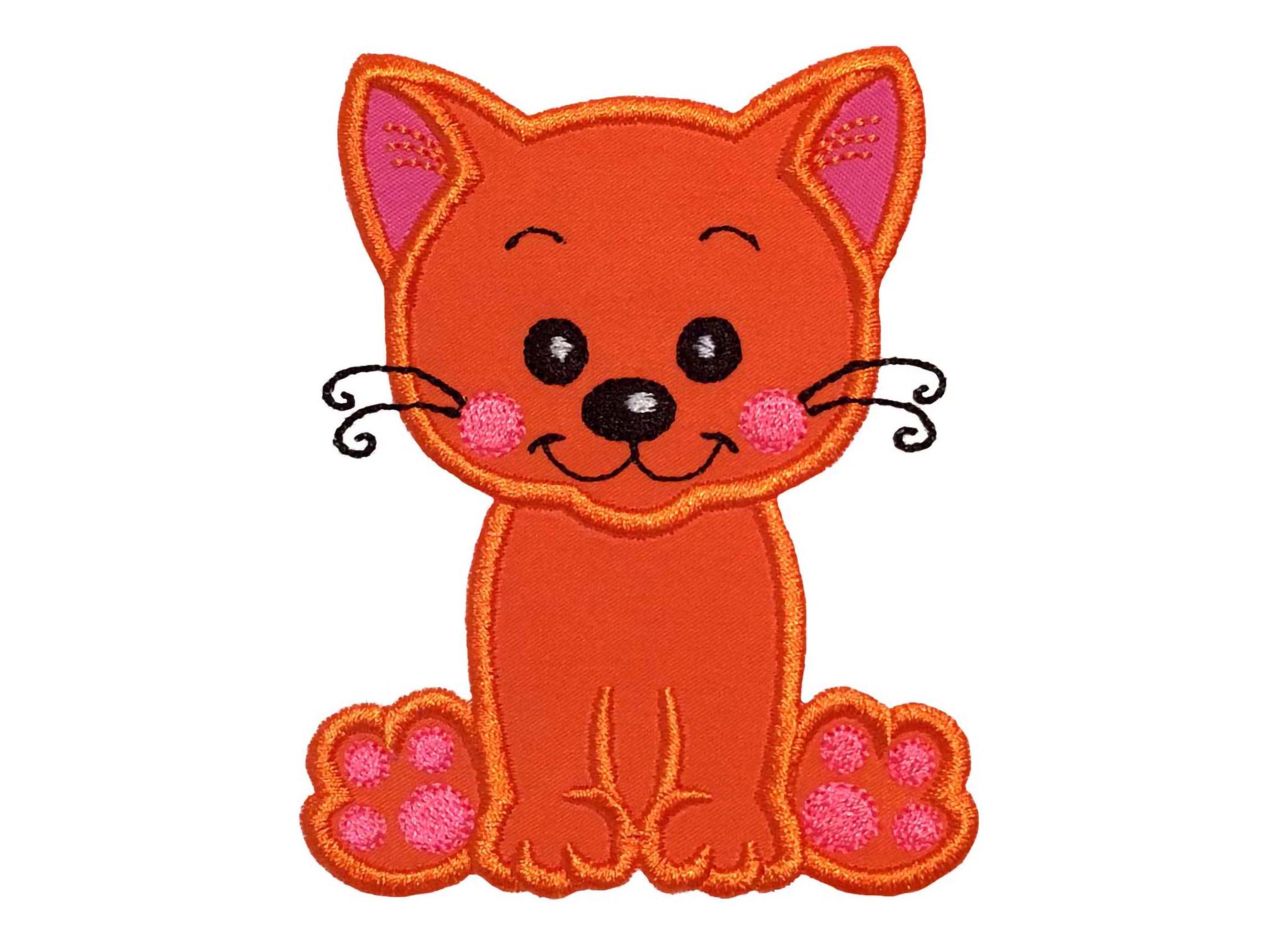 Cat Applique Machine Embroidery Design - Cute Kitten Instant Download ...