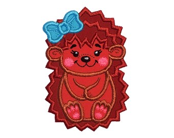 Hedgehog Girl Applique Machine Embroidery Design - Cute Woodland Forest Baby Animal Instant Download