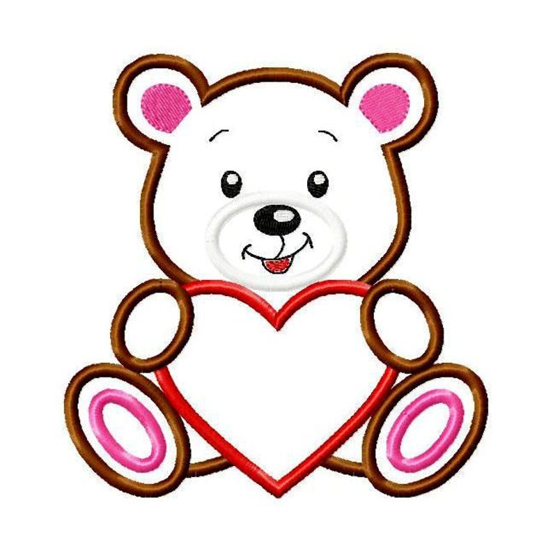 Baby Bear With Heart Embroidery Baby Bear With Heart Embroidery
