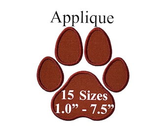 Paw Print Applique Design - 15 sizes - Dog Paw Print Embroidery Applique Design - Digital Download - Machine Embroidery Design.