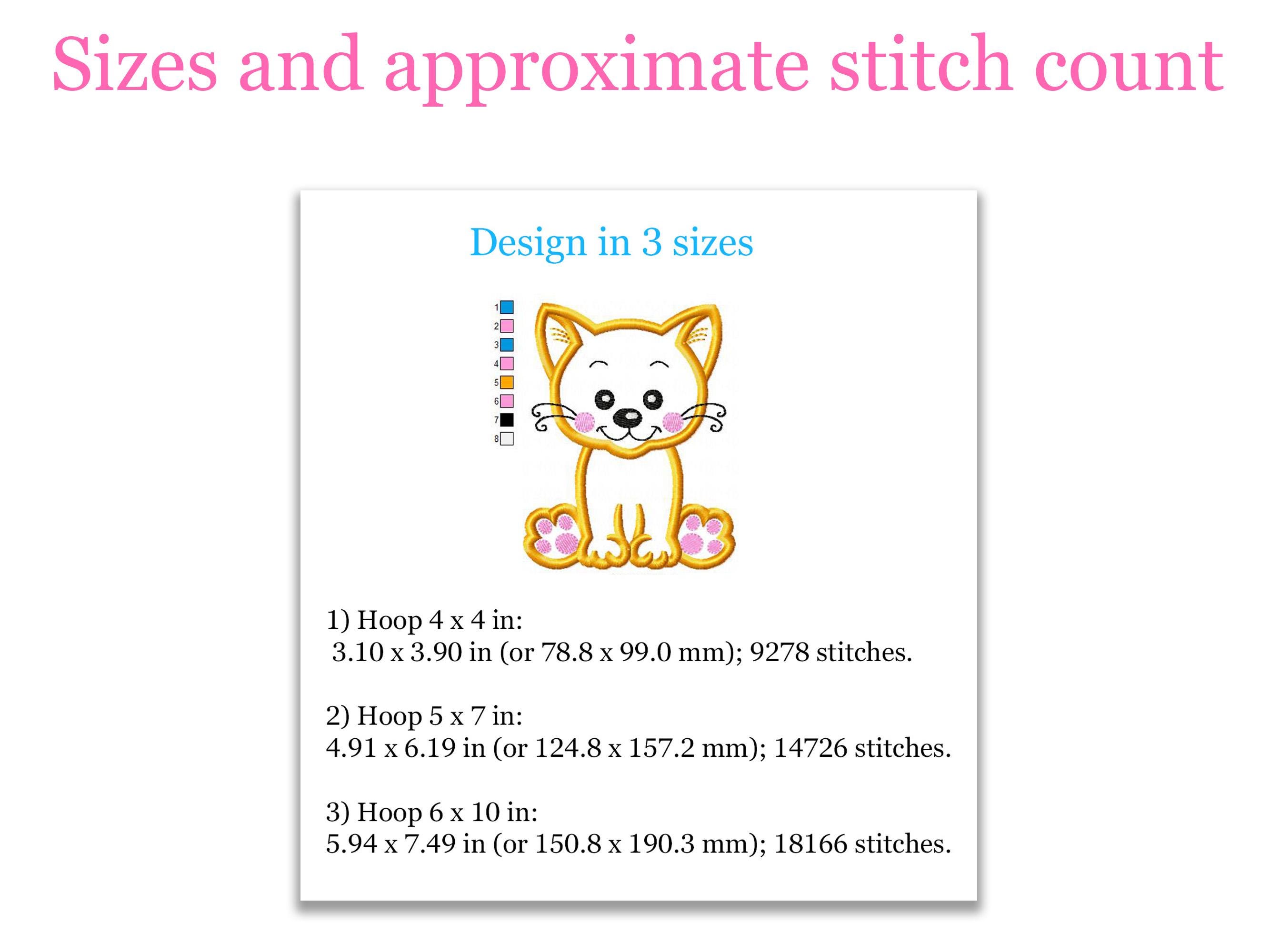 Cat Applique Machine Embroidery Design - Cute Kitten Instant Download ...