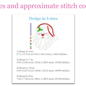 Santa Claus Applique Machine Embroidery Design - Christmas Applique Design Instant Download image 3
