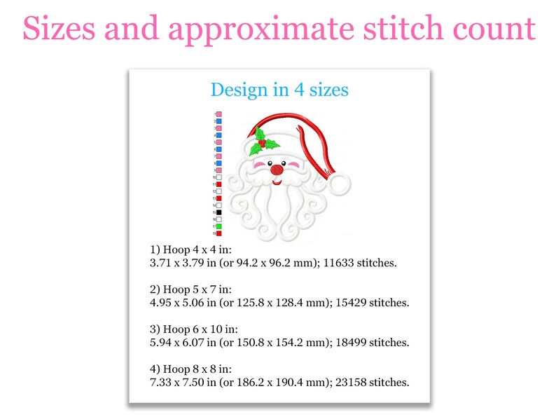 Santa Claus Applique Machine Embroidery Design - Christmas Applique Design Instant Download image 3