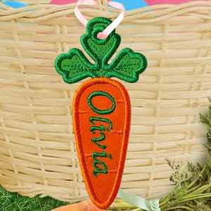 Carrot Bag Tag for Easter Basket - Easter Bag Tag In The Hoop Applique Embroidery Design - Machine Embroidery Design.