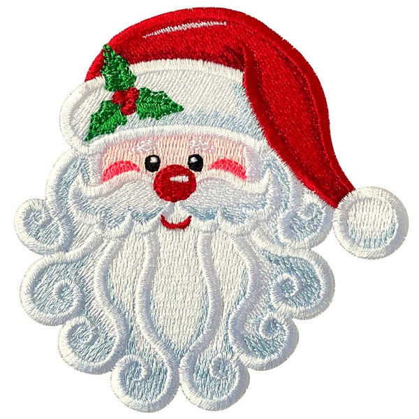 Motif de broderie Père Noël - Motifs de broderie de Noël pour enfants - Motif de broderie machine visage Père Noël au point de remplissage - 8 tailles.