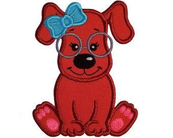 Dog Applique Embroidery Designs - Puppy Applique Embroidery Designs For Baby Girl - 4x4, 5x7, 6x10 - Baby Animal Embroidery Applique Design.