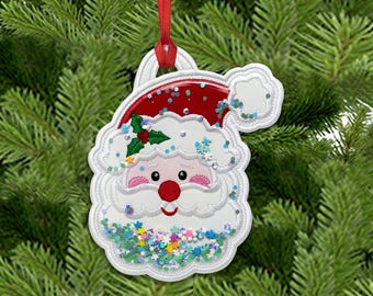 Santa Ornament Shaker In The Hoop Machine Embroidery Design N6 - Christmas Ornament with Glitter In The Hoop Applique Embroidery Design.
