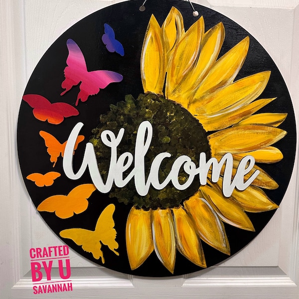 Sunflower With Bird And Butterfly Door Mat main image 1
