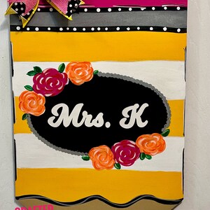 22” floral pencil door hanger, classroom sign, school door hanger, sign for teacher, back to school sign, teacher appreciation