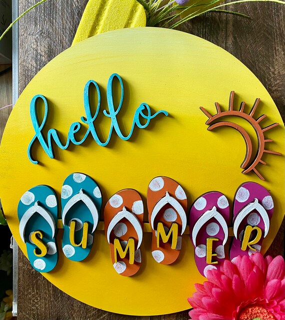 Hello Summer Flip Flop Sign Flip Flop Summer Sign Beach - Etsy