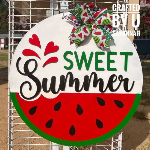 Sweet Summer Watermelon 3-D Door Hanger, Watermelon summer sign, Front Door Hanger, sign for summer, Summer Hello, Watermelon Art