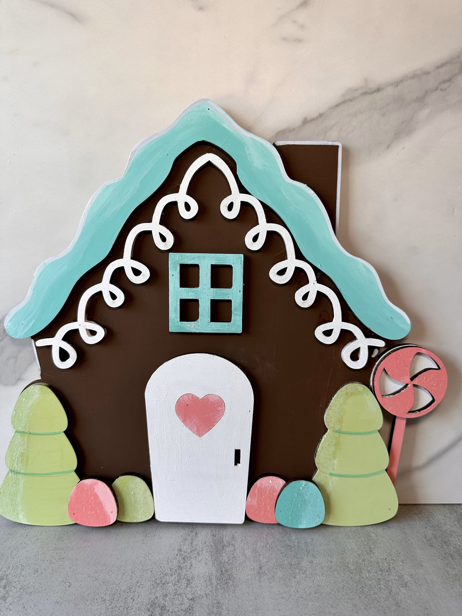 Hand-painted Gingerbread House Wreath Attachment: Pastel Christmas ...
