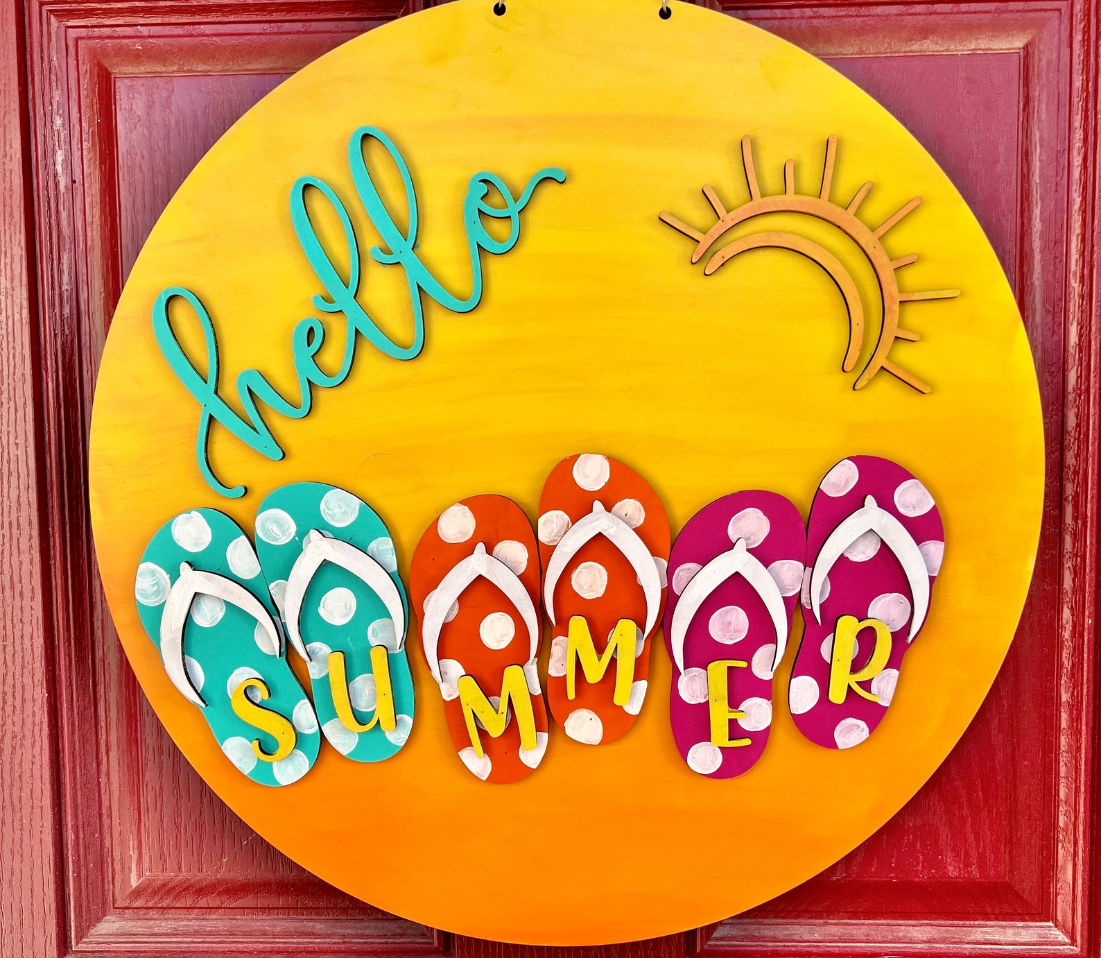 Hello Summer Flip Flop Door Hanger: Beach House Decor - Etsy
