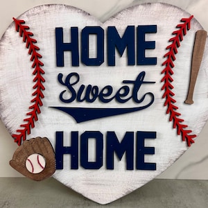 Hand Painted Baseball Heart Wreath Sign: Home Sweet Home Decor