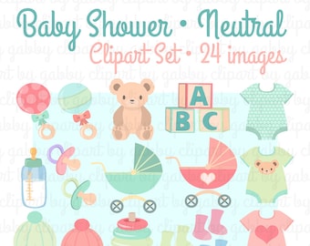 Neutral Baby Shower Clipart, Clip art
