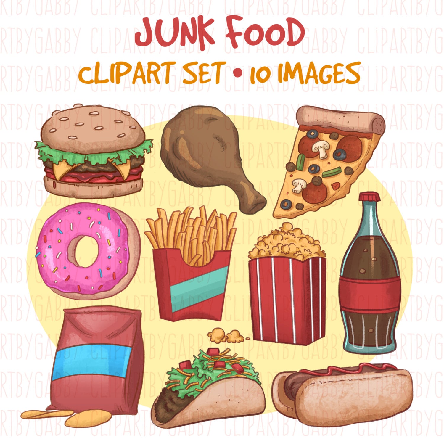 Junk Food Clipart, Clip Art - Etsy