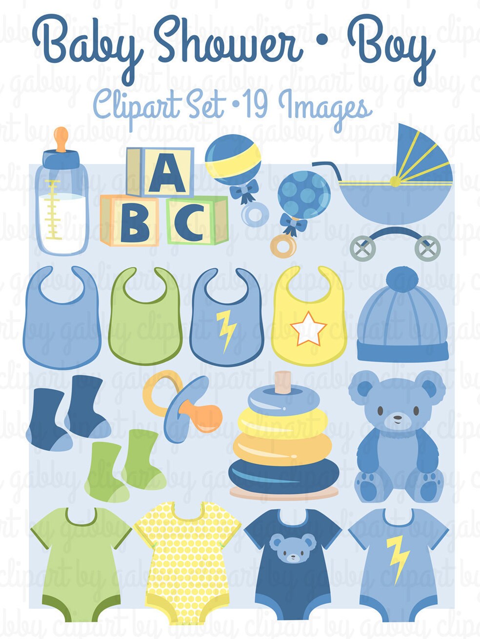Boy Baby Shower Clipart Clip art | Etsy