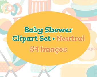 Baby Shower Neutral Clipart, Clip art, 54 Images